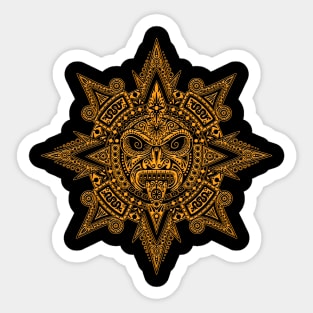 Ancient Yellow and Black Mayan Sun Mask Sticker